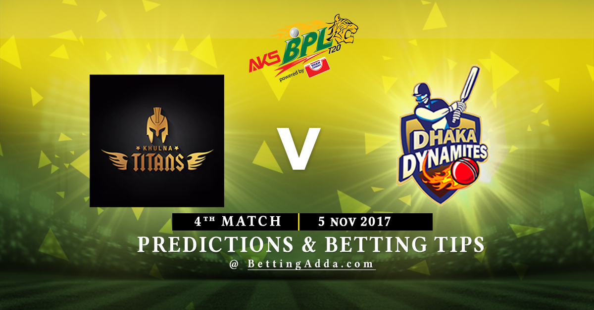 Khulna Titans vs Dhaka Dynamites 4th Match Prediction, Betting Tips & Preview