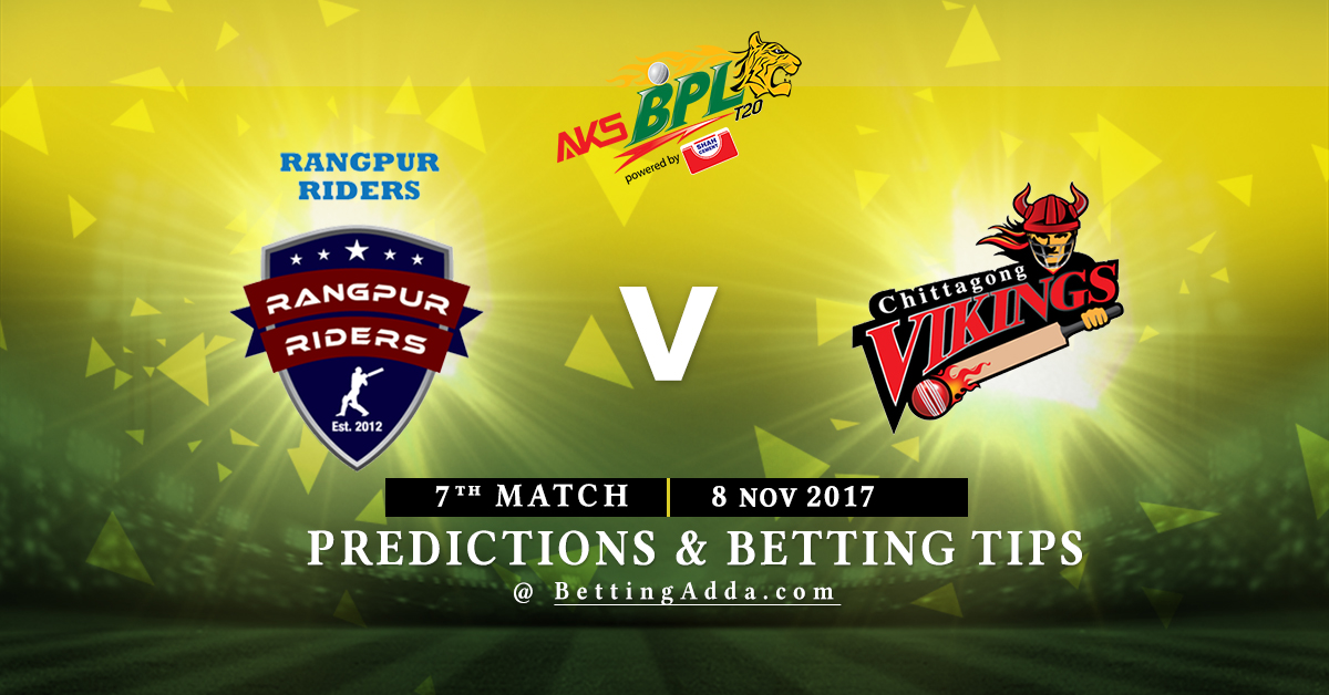 Rangpur Riders vs Chittagong Vikings 7th Match Prediction, Betting Tips & Preview