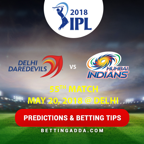 Delhi Daredevils vs Mumbai Indians 55th Match Prediction, Betting Tips & Preview