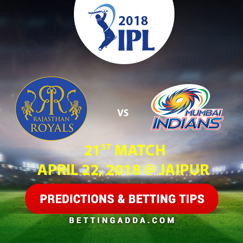 Rajasthan Royals vs Mumbai Indians 21st Match Prediction, Betting Tips & Preview