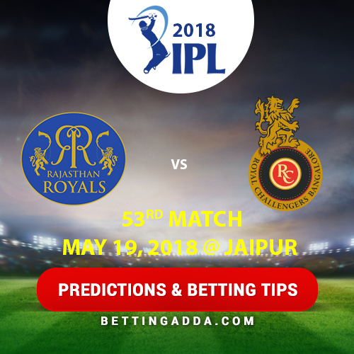 Rajasthan Royals vs Royal Challengers Bangalore 53rd Match Prediction, Betting Tips & Preview