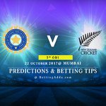 India v New Zealand 1st ODI Mumbai 22 October 2017 Predictions Betting Tips