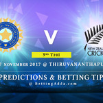 India v New Zealand 3rd T20I 07 November 2017 Thiruvananthapuram Predictions Betting