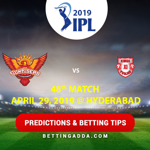 Sunrisers Hyderabad vs Kings XI Punjab 48th Match Prediction, Betting Tips & Preview