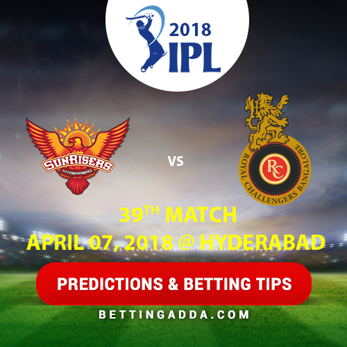 Sunrisers Hyderabad vs Royal Challengers Bangalore 39th Match Prediction, Betting Tips & Preview
