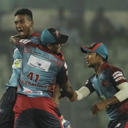 Al Amin Hossain Hat trick and five wickets against Sylhet Super Stars