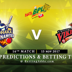 BPL 16th Match Dhaka Dynamites v Chittagong Vikings 15 November 2017 Predictions and Betting Tips