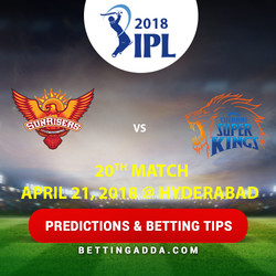 Sunrisers Hyderabad vs Chennai Super Kings 20th Match Prediction Betting Tips Preview
